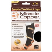 Miracle Copper Anti-Fatigue Copper Infused Compression Socks, Choose Your Size Unisex, As Seen on TV