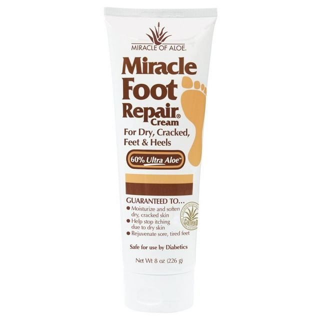 Miracle Foot Repair Cream 8 ounce tube with 60 Organic UltraAloe For