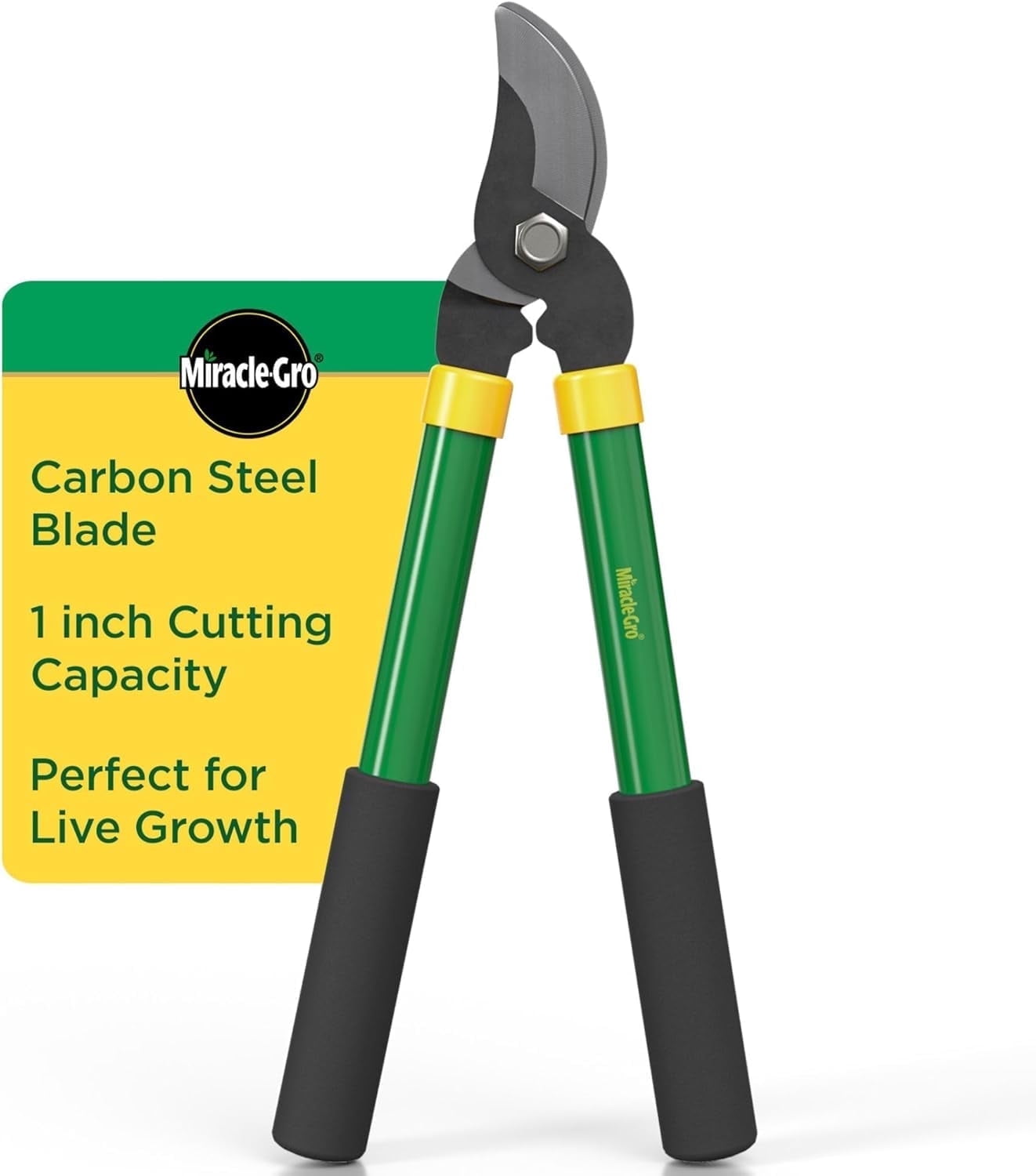Miracle-Gro 15 in. Bypass Lopper, Carbon Steel Blade, 1 in. Cutting Capacity & Comfort Grip Handles