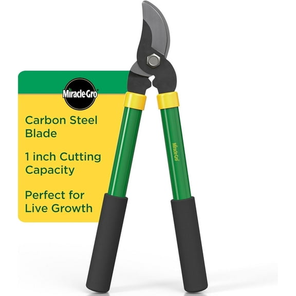 Miracle-Gro 15 in. Bypass Lopper, Carbon Steel Blade, 1 in. Cutting Capacity & Comfort Grip Handles