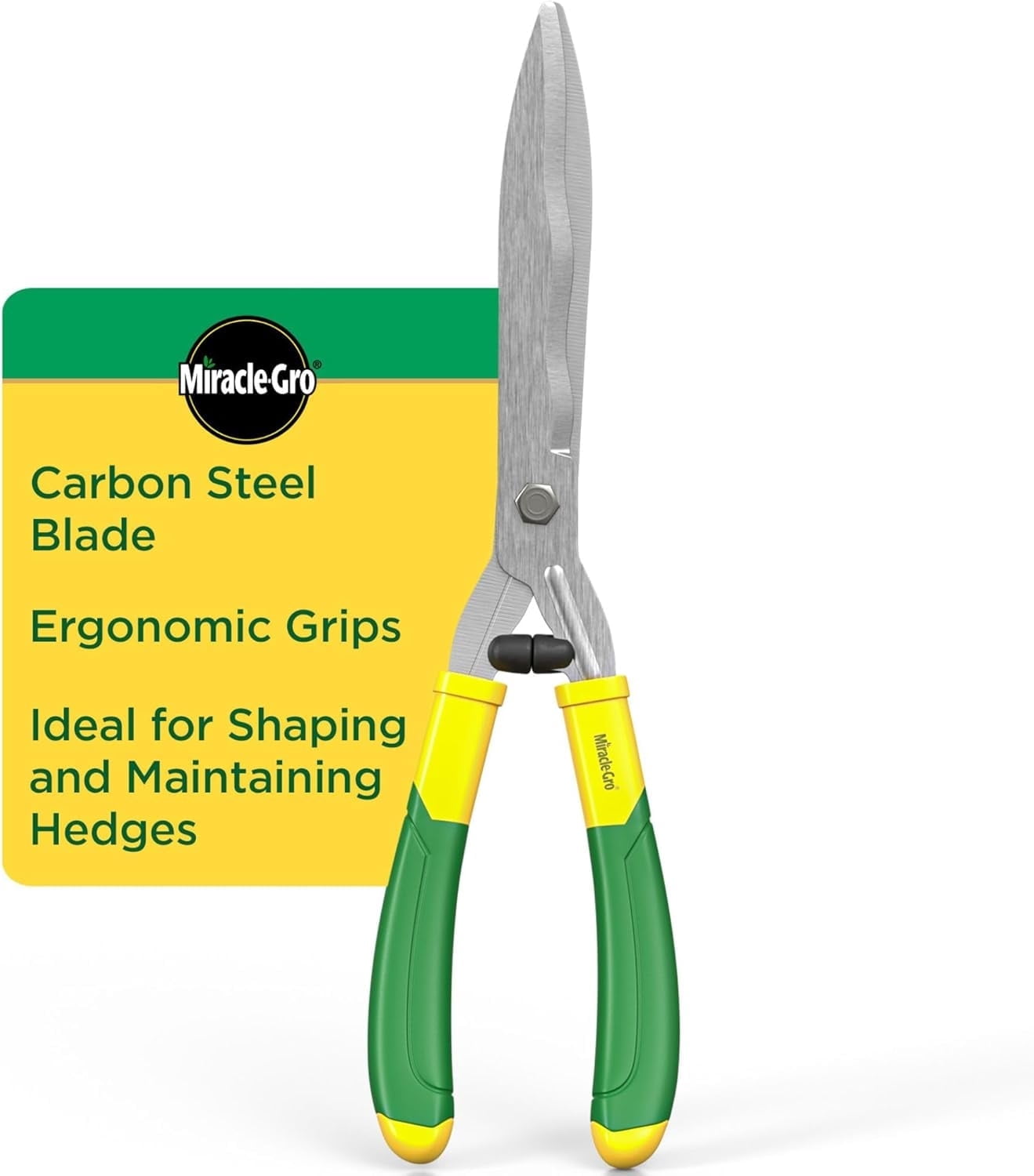 Miracle-Gro 18 in. Wavy Blade Hedge Shears – Carbon Steel Blades for Trimming