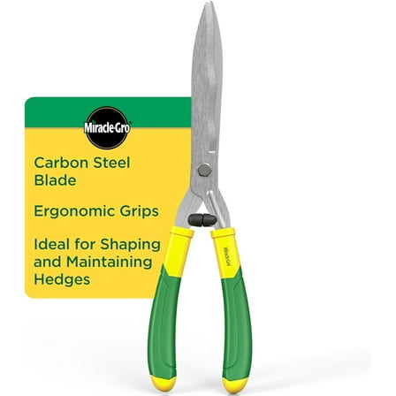 Miracle-Gro 18 in. Wavy Blade Hedge Shears – Carbon Steel Blades for Trimming