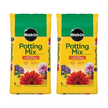 Miracle-Gro 2 Pack Potting Mix for Container Plants, Flowers and Vegetables, 2 Cu Ft