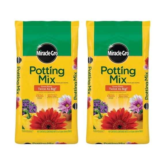 Miracle-Gro 2 Pack Potting Mix for Container Plants, Flowers and Vegetables, 2 Cu Ft