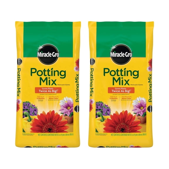 Miracle-Gro 2 Pack Potting Mix for Container Plants, Flowers and Vegetables, 2 Cu Ft