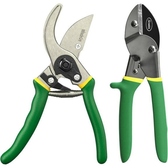 Miracle-Gro 2-Piece Pruning Shears Set – Includes 8 in. Bypass & Anvil Pruners, Carbon Steel Blades