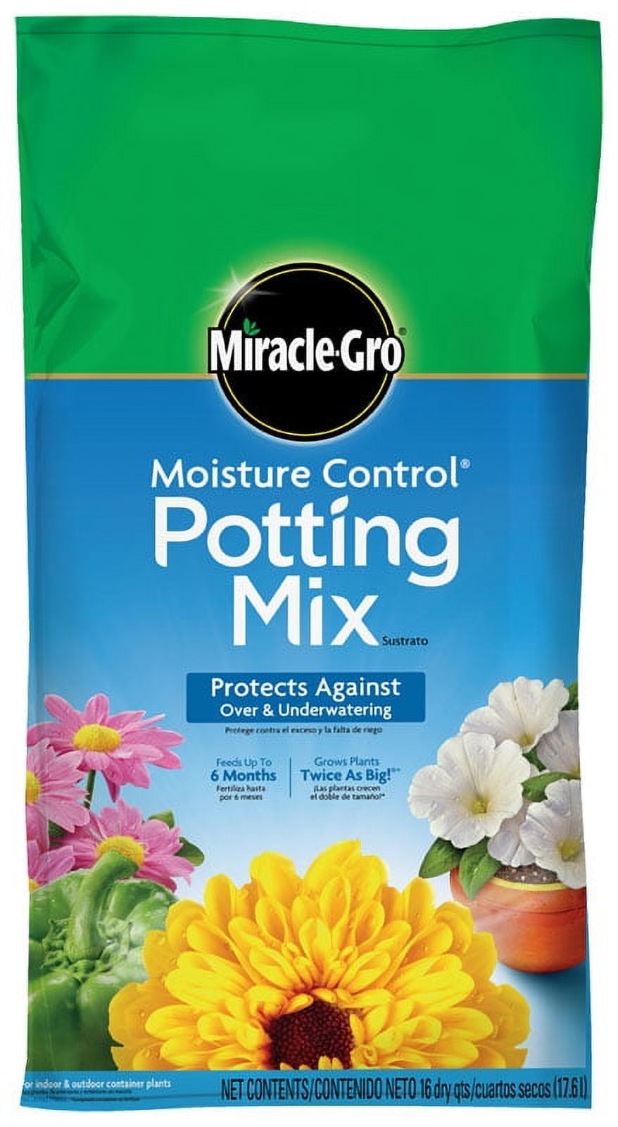 Miracle Gro 75586300 16 Qt Moisture Control Potting Mix 0.210.110.16