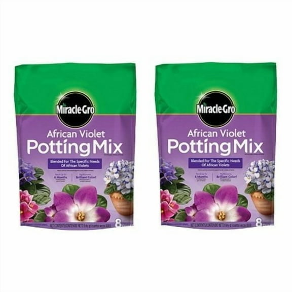 Miracle-Gro African Violet Potting Mix - Potting Soil for House Plants - 2 Pack, 8-Quart