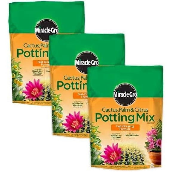 Miracle-Gro Cactus, Palm & Citrus Potting Mix, 8 qt. 3-Pack Residential Use, Standard Application