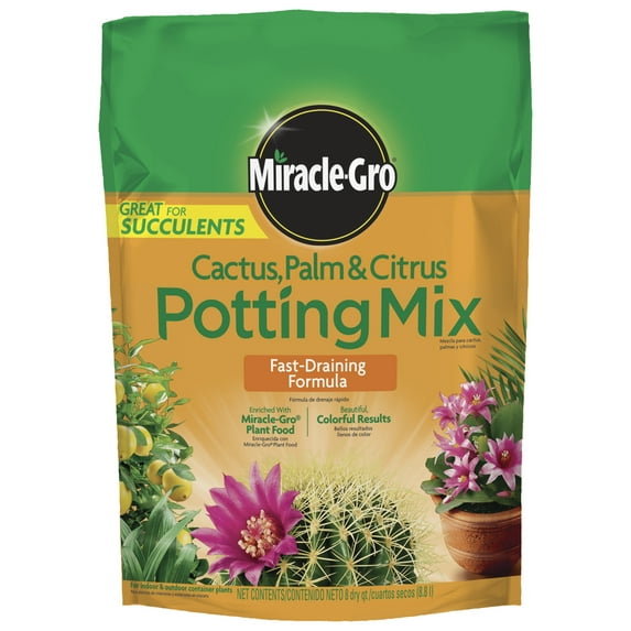 Miracle-Gro Cactus Palm and Citrus Potting Mix, 8-Quart (Pack of 2 bags)