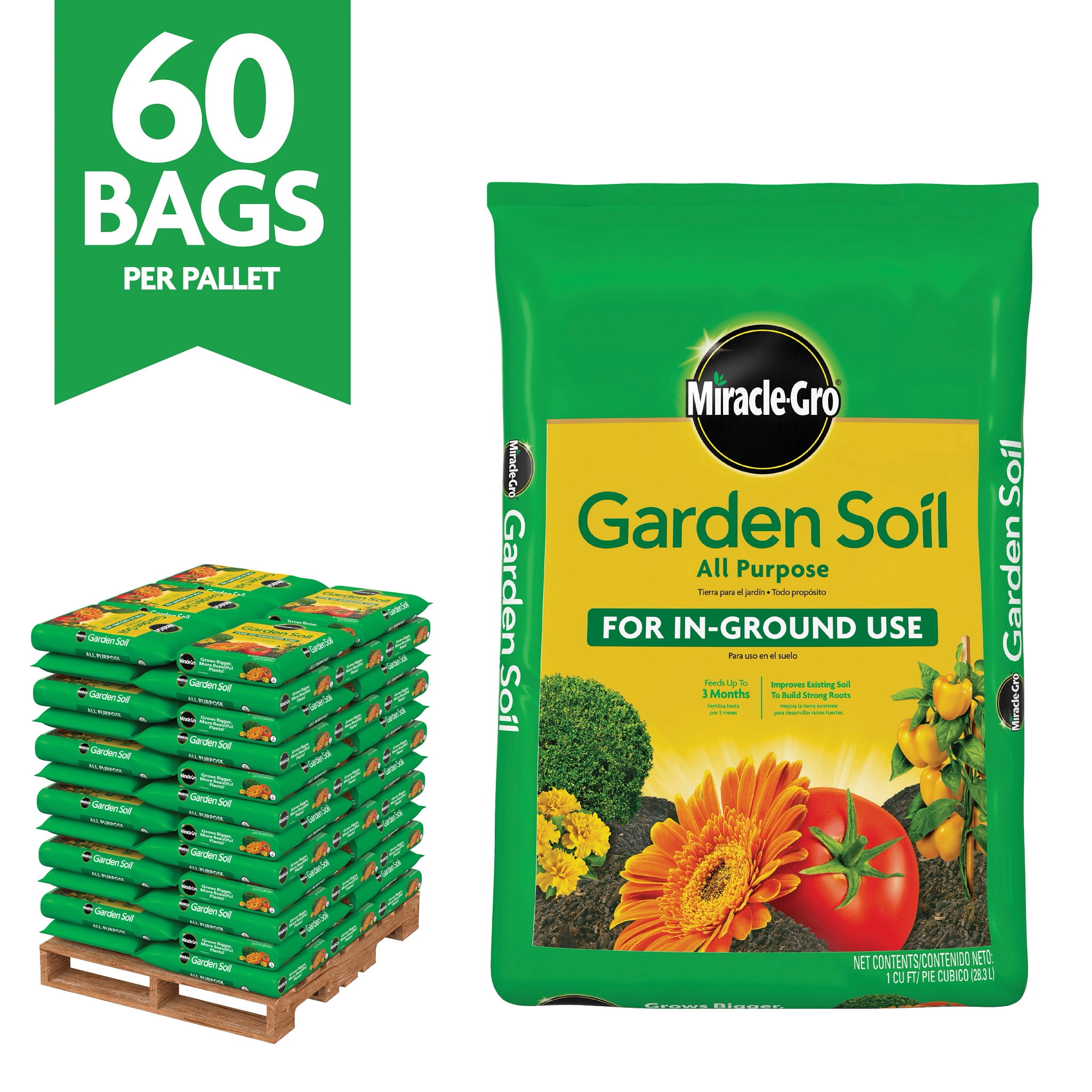 Miracle-Gro Garden Soil All Purpose Bulk Pallet, For In-Ground Use, 60 cu. ft.