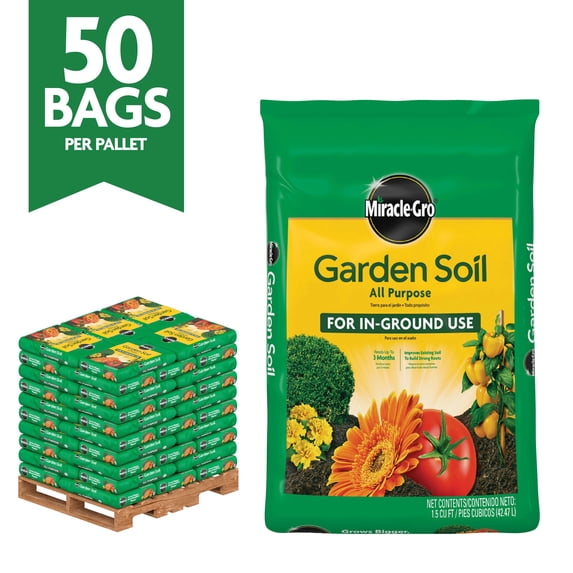 Miracle-Gro Garden Soil All Purpose Bulk Pallet, For In-Ground Use, 1.5 cu. ft., Pallet of 50