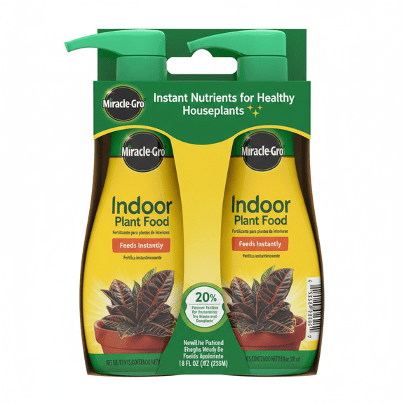  Miracle-Gro Indoor Plant Food, 8 fl oz Bottles, Pack of 2  Instant Nutrients for Healthy Houseplants 