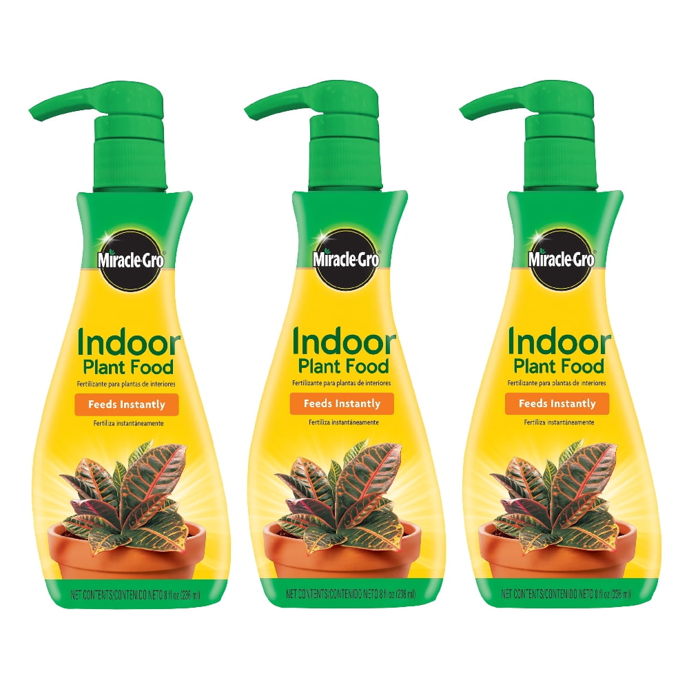 Miracle Gro Indoor Plant Food Fertilizer Feeds Instantly 8 oz Liquid Pump, 3-Pack