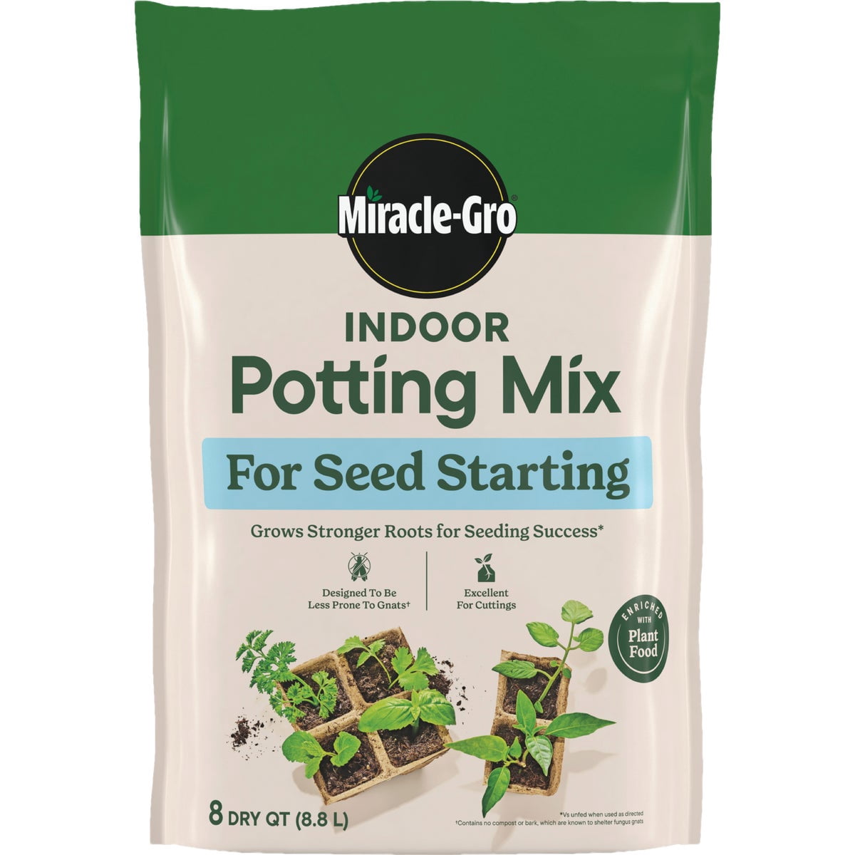 Miracle-Gro Indoor Potting Mix for Seed Starting, For Starting Vegetable, Flower, and Herb Seeds Indoors, Excellent for Cuttings, 8 qt. (3-Pack)