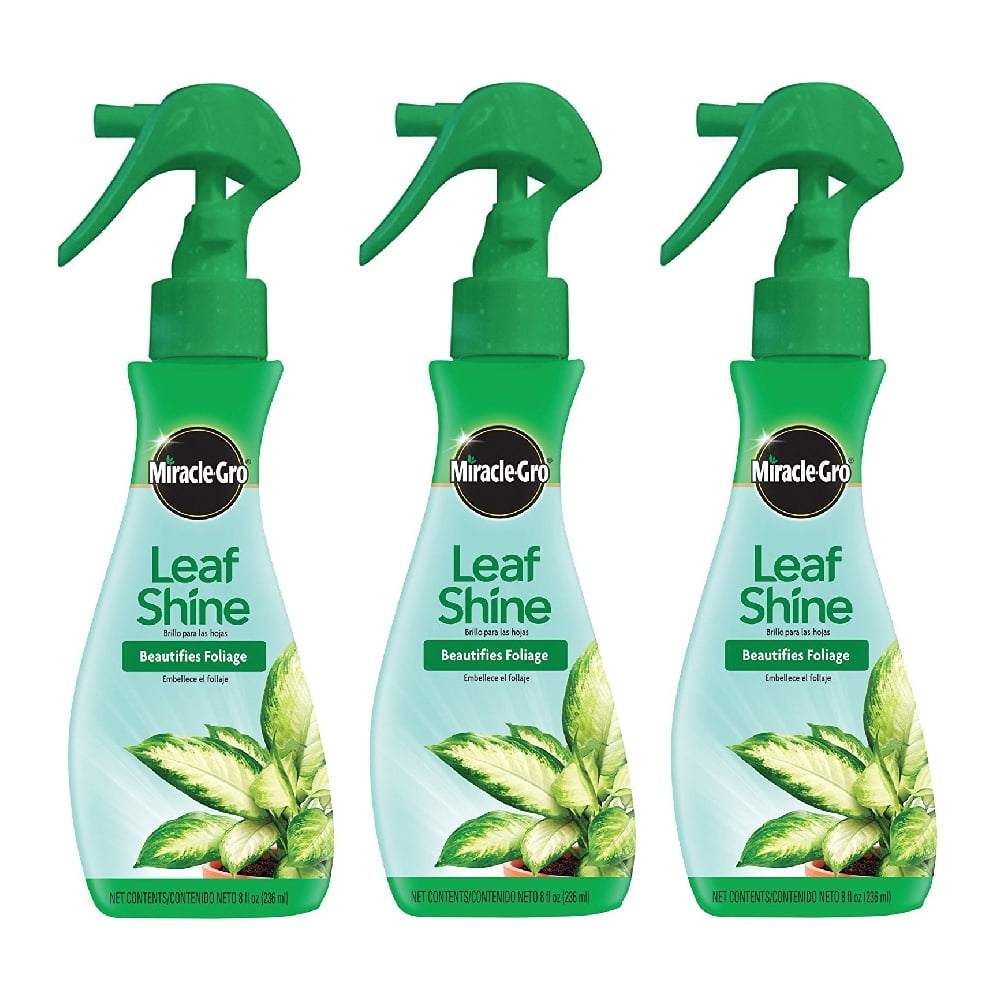 Miracle Gro Leaf Shine Foliage Plant Shine Clean Liquid Spray Bottle 8 oz, 3-Pack