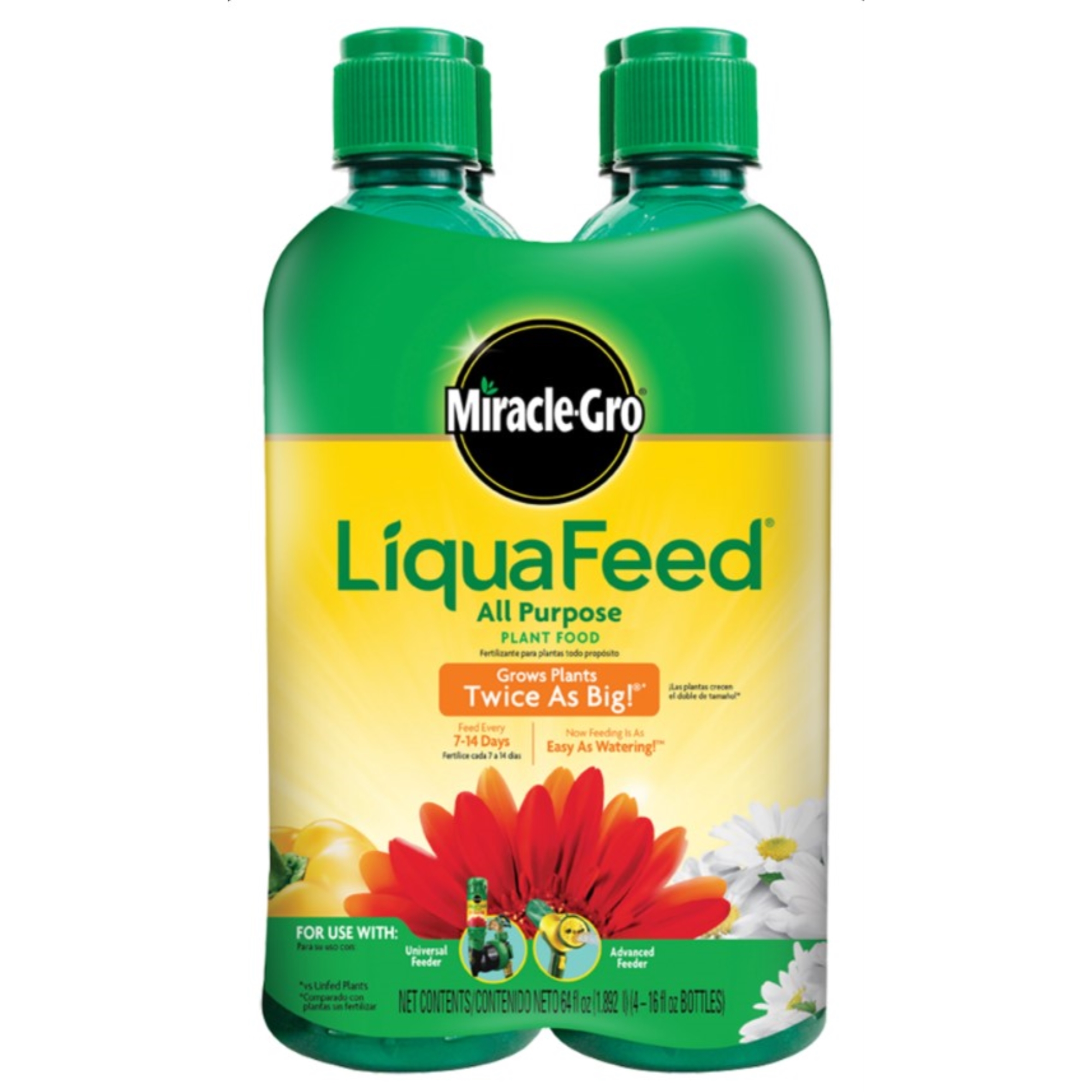 Miracle-Gro Liquafeed All Purpose Plant Food, 4-Pack Refills, 16 fl. oz. - image 1 of 9