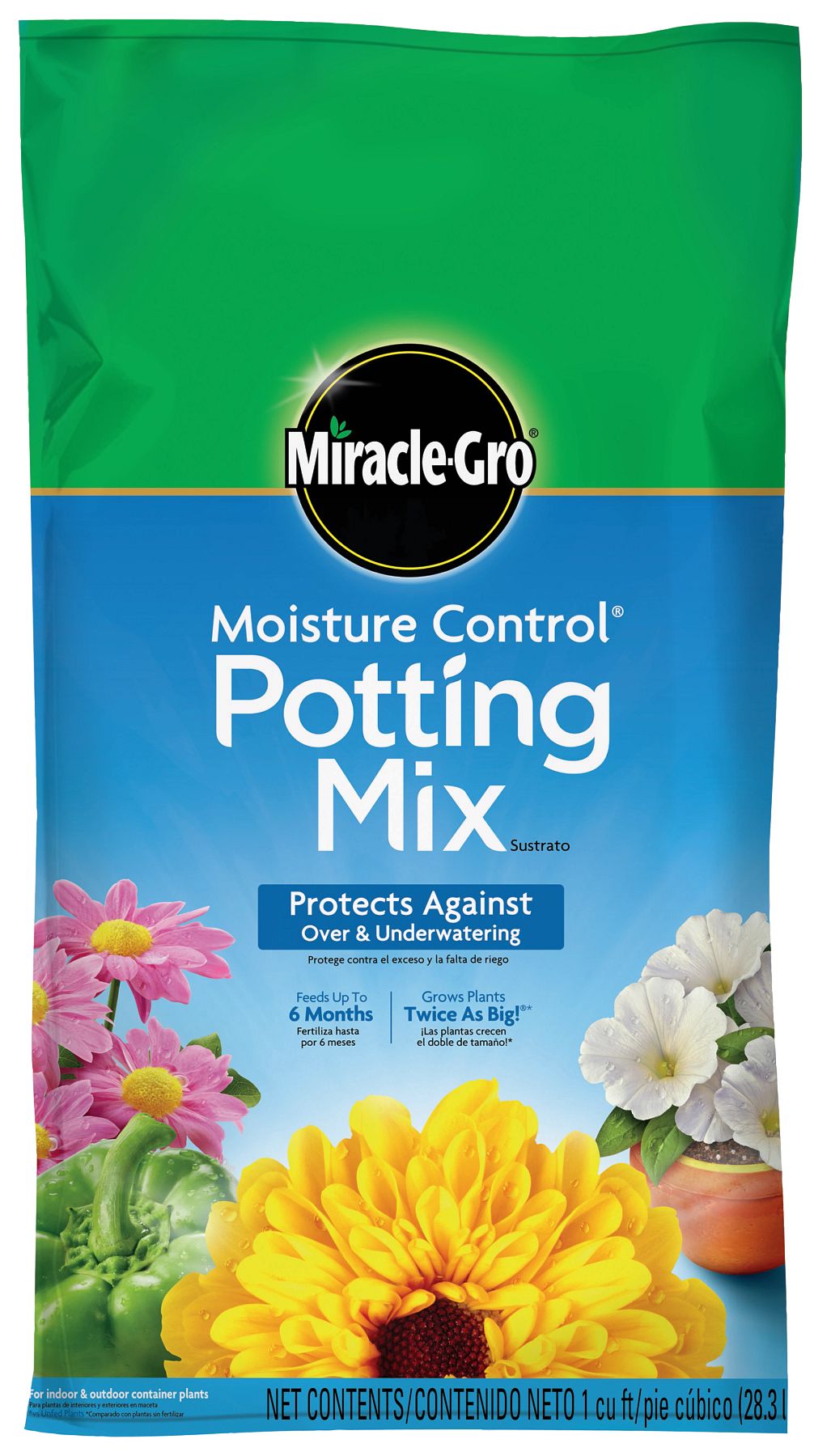 Miracle-Gro Moisture Control Potting Mix, 1 cu. ft., Feeds up to 6 Months - image 1 of 12