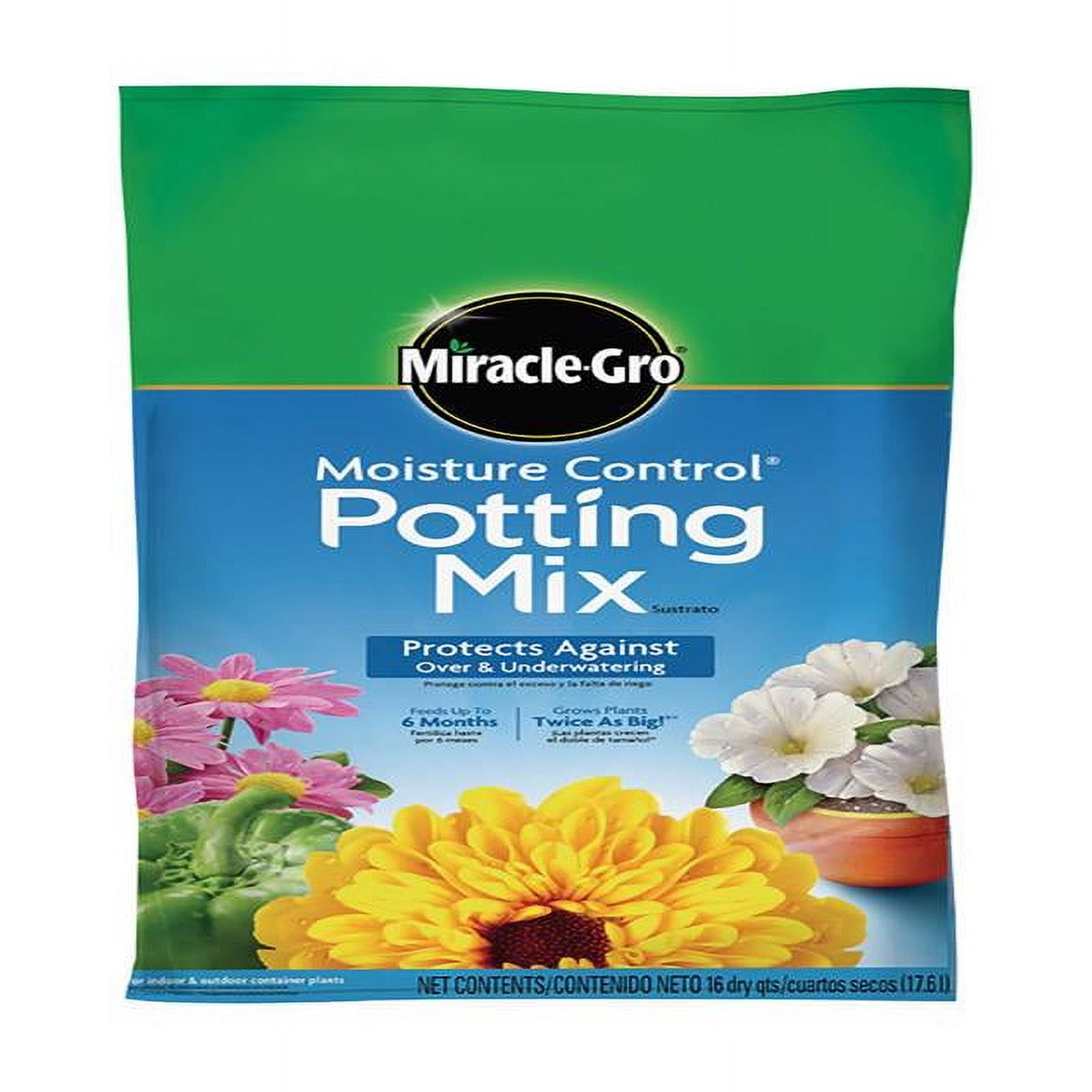 HYPONEX Miracle Gro Moisture Control Potting Mix, 16 Quart