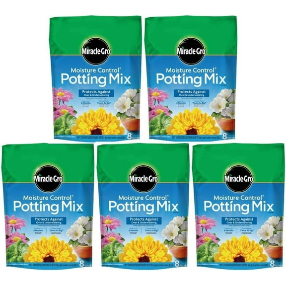 Miracle-Gro Moisture Control Potting Mix, 8-Quart, 5 Pack