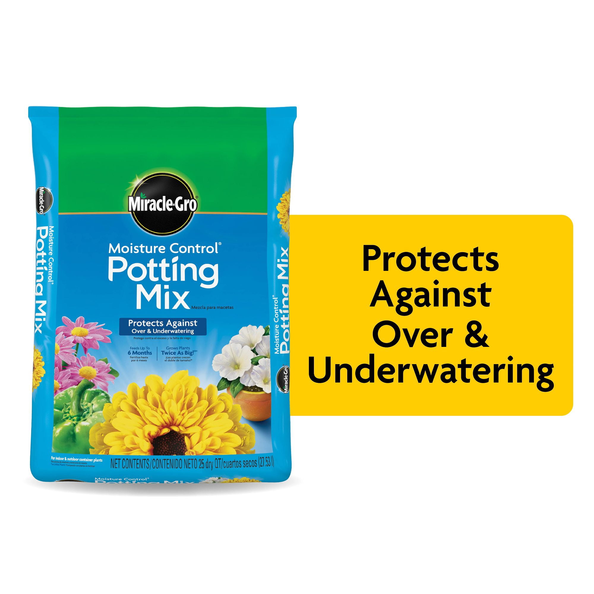 Miracle-Gro Moisture Control Potting Mix, For Container Plants, 25 qt ...