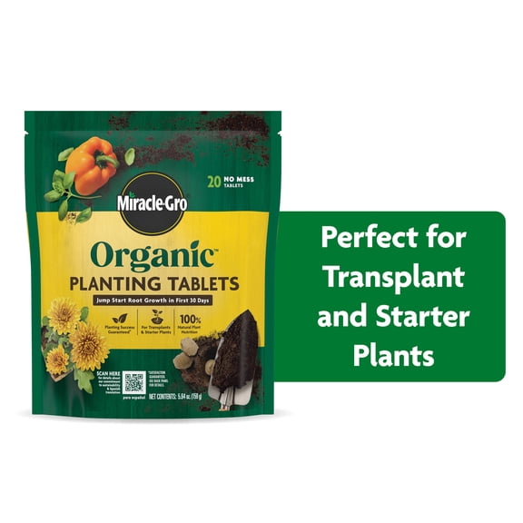 Miracle-Gro Organic Planting Tablets, For Starter Plants, OMRI Listed, 20 tablets