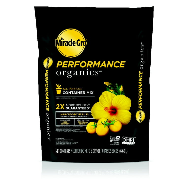 Miracle-Gro, Performance Organics All Purpose Container Soil Mix, 6 qt -  Walmart.com
