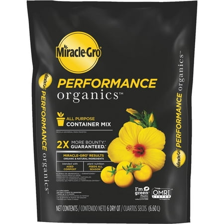 Miracle-Gro Performance Soil Organics All Purpose Container Mix, 6 Quart