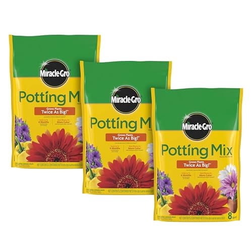 Miracle-Gro Potting Mix - For Container Plants, Flowers, Vegetables,  Shrubs, Annuals, Perennials, Potting Soil Mix, Feeds up to 6 Months, 8 qt.  (3-Pack) - Walmart.com