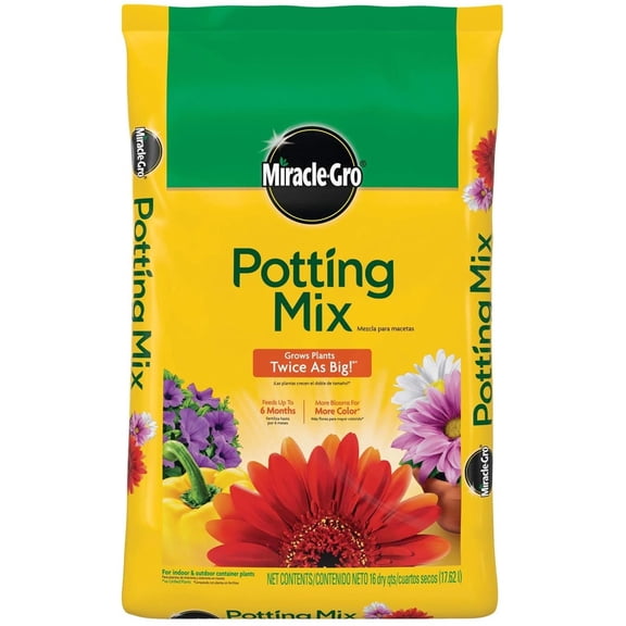 Miracle-Gro Potting Mix, For Container Plants, Flowers, Shrubs, 16 qt.
