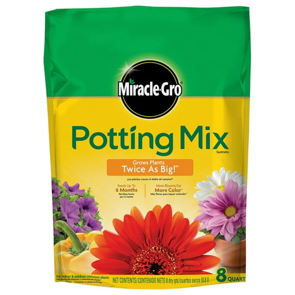 Miracle-Gro Potting Mix, For Indoor or Outdoor Potted Plants, Flowers, Shrubs, 8 qt.