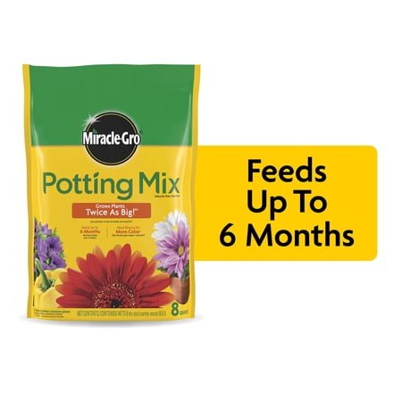 Miracle-Gro Potting Mix, For Indoor or Outdoor Potted Plants, Flowers, Shrubs, 8 qt.