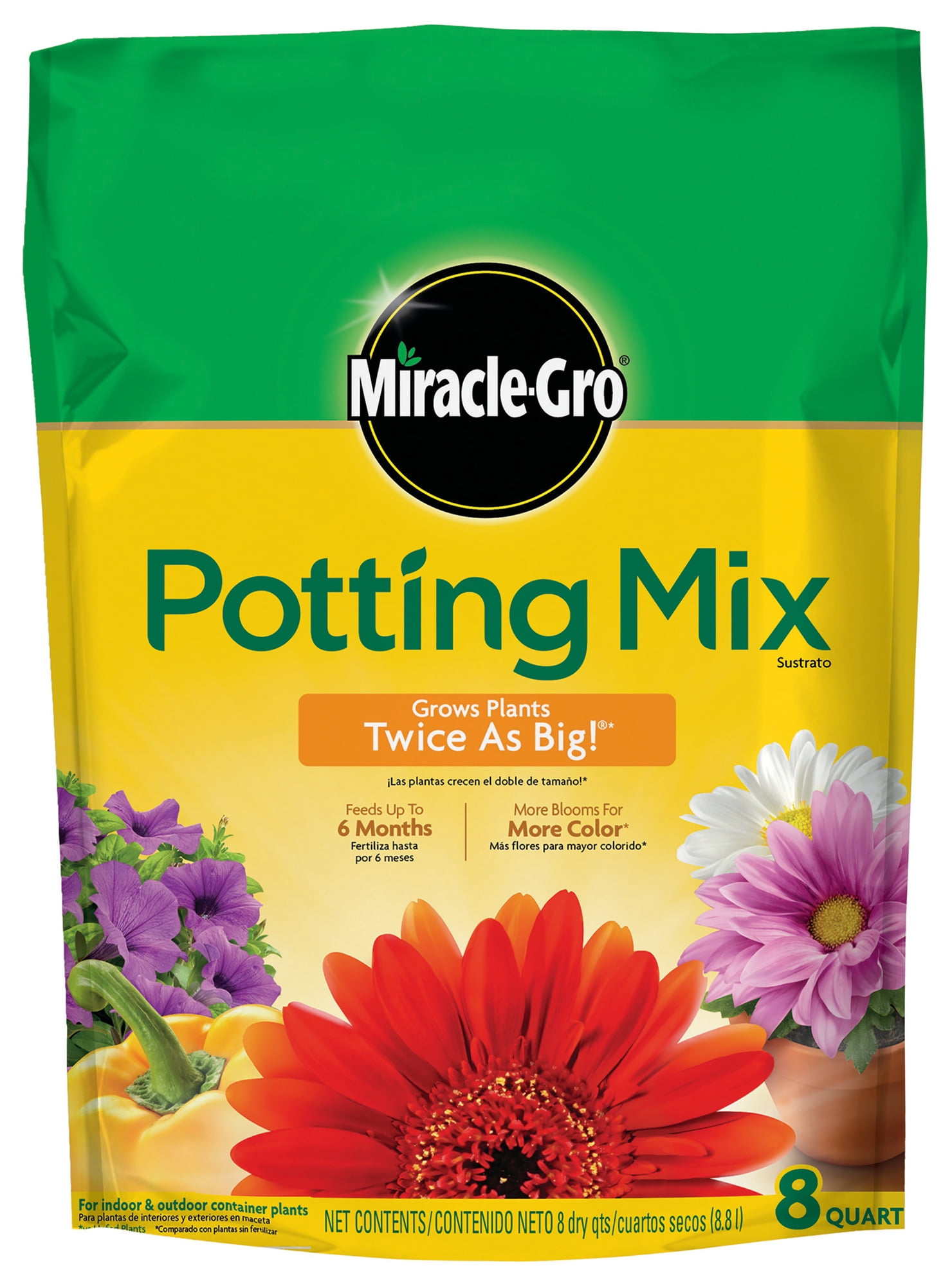 MiracleGro Potting Mix, Soil for Indoor & Outdoor Containers, 8 qt