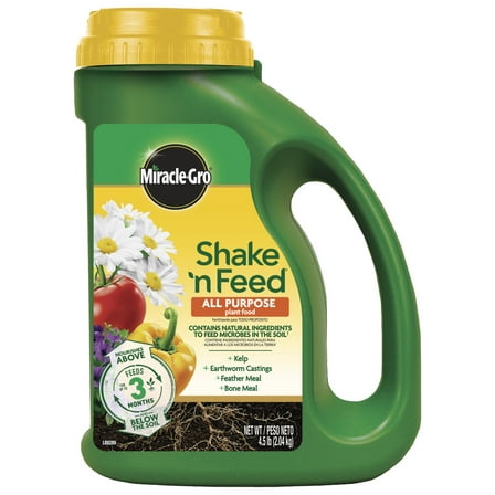 Miracle-Gro Shake 'N Feed All Purpose Plant Food, Use In Ground and Containers, 4.5 lbs.