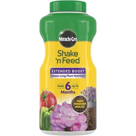 Miracle-Gro Shake 'n Feed Extended Boost, Plant Fertilizer, Feeds Up to 6 Months, 3 lbs.