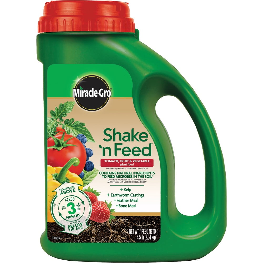 Miracle-Gro Shake 'n Feed Tomato Fruits & Vegetables Dry Plant Food, 4.5 lb with Calcium