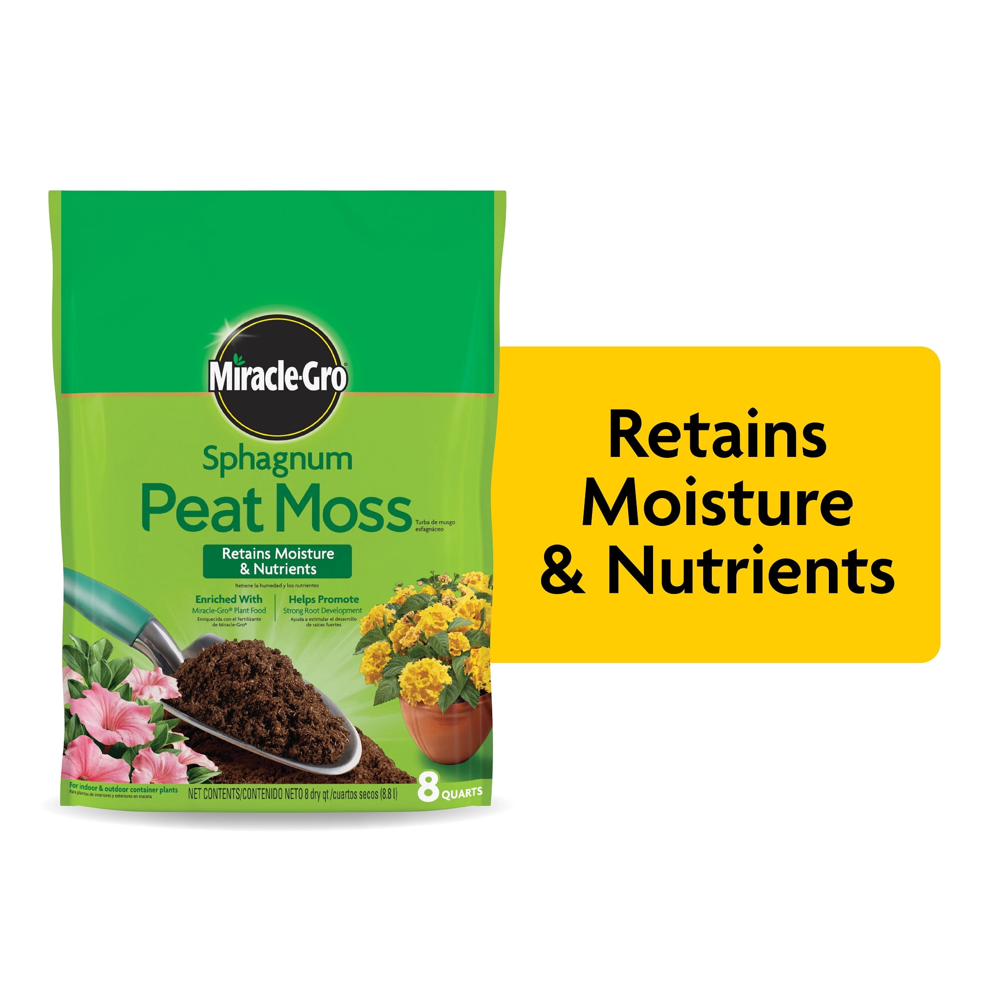 Miracle-Gro Sphagnum Peat Moss, 8 Qt., Potting Soil Mix for Garden