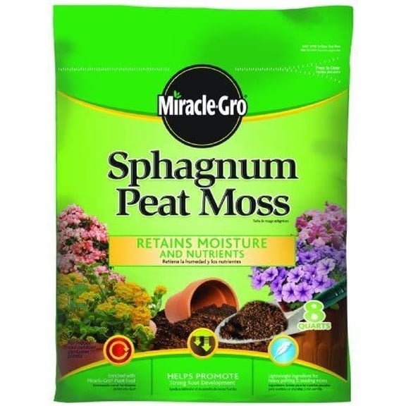 Miracle-Gro Sphagnum Peat Moss, Soil, 0.19-0.11-0.15, 3.37 lbs 8 Qt