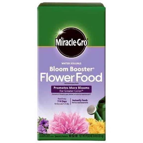 Miracle-Gro Water Soluble Bloom Booster 10-52-10 Fertilizer, 4lb with Double Feeding Action (6 Pack)