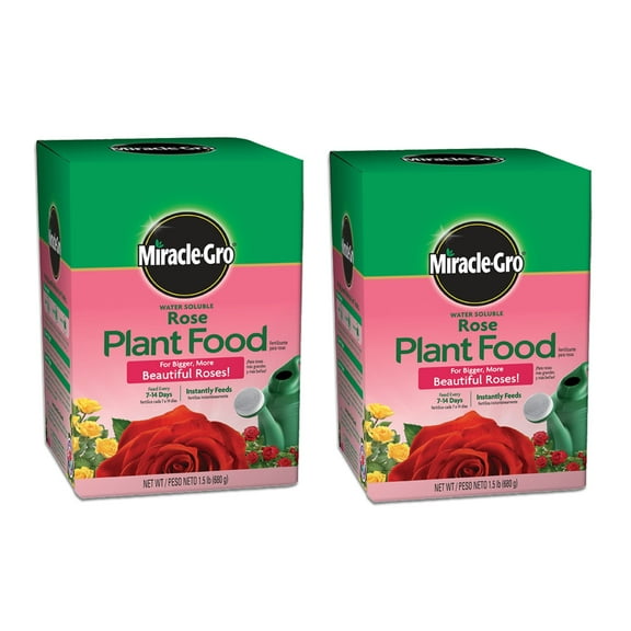 Miracle-Gro Water Soluble Rose Plant Food, 1.5 lbs., 2-Pack, Feeds Instantly