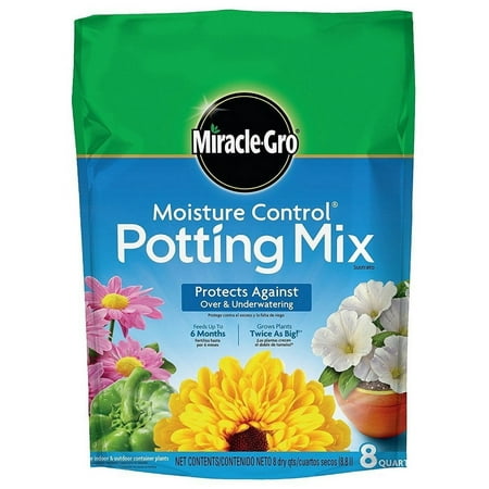 Miracle-Gro jycIKF Moisture Control Potting Mix, 0.26-Cubic Feet 8qt., 2 Units