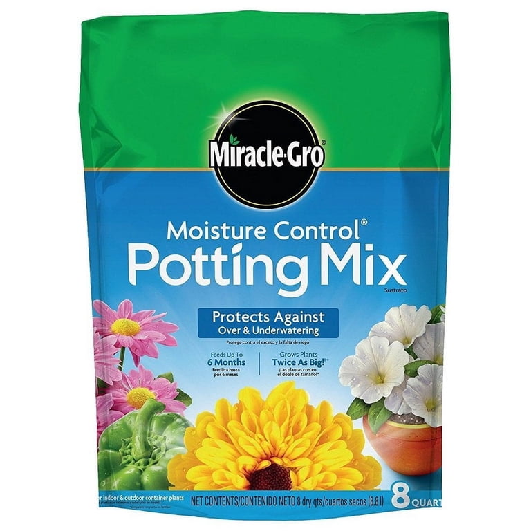 Miracle-Gro Moisture Control Potting Mix - For Flowers, Everyday Use - 2  Units, 0.26 Cu Ft, 8 Qt - Walmart.com