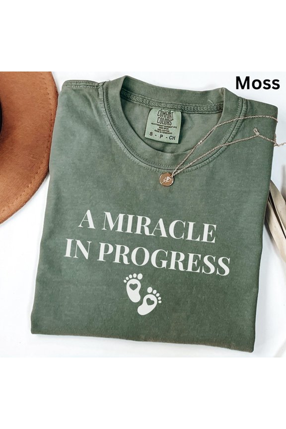 Miracle In Progress Pregnancy Shirt With Baby Footprints T-Shirt All Size S-3XL
