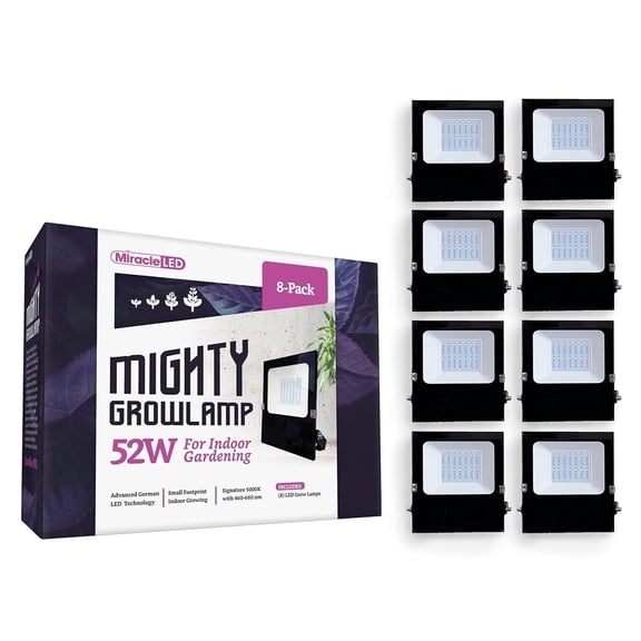 Miracle LED 52W Mighty Grow Lamp Kit for Indoor Growing Red/Blue Spectrum 8-Pack