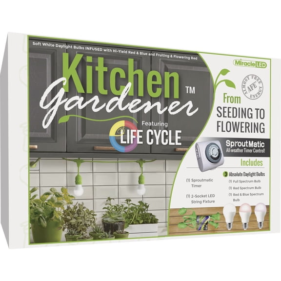 Miracle LED Kitchen Gardener 9W LED Grow Light Kit with SproutMatic Timer 603493
