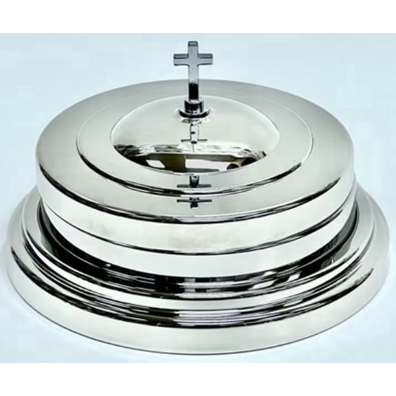 The Miracle Meal Compact Communion Tray Set 10-Cups Stainless Steel with Lid Silver