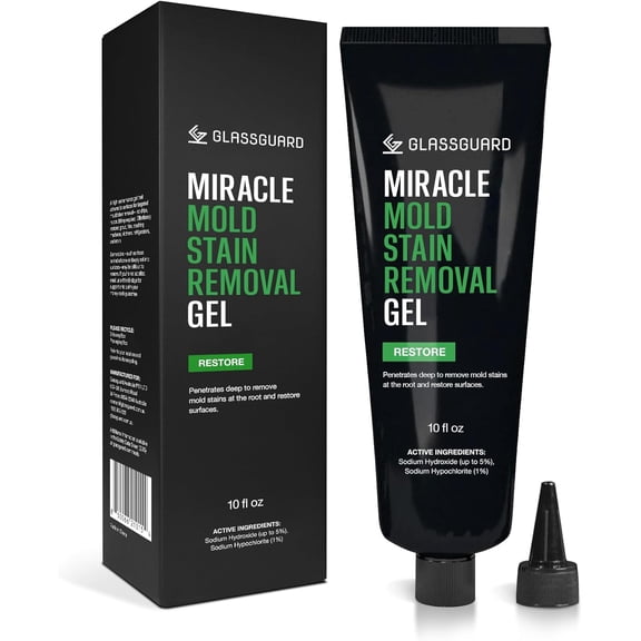 Miracle Mold Stain Remover Gel  Heavy Duty Cleaning for Grouts, Ceramic, Glass, Silicone, Caulk & More Washing Machine Cleaner Front Loader (300 ml / 10 oz)
