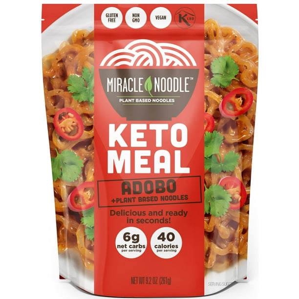 Miracle Noodle Adobo Noodles - Plant Based Adobo Noodles Shirataki, Konjac Noodles, Gluten Free, Non GMO Noodles, Vegan, Low Calorie Noodles, Low Carb Noodles, Grain Free - 9.2 Oz, 6-Pack
