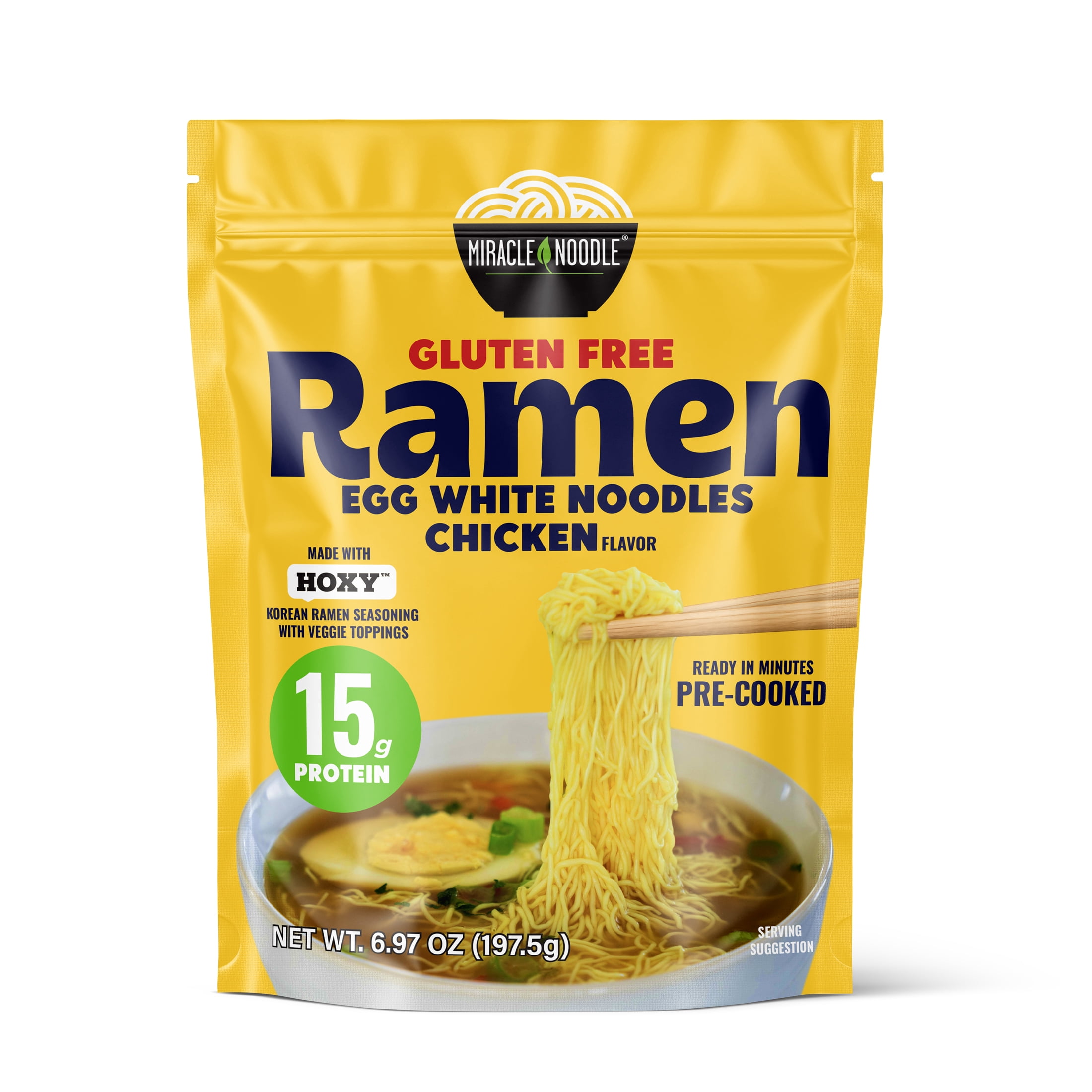 Miracle Noodle Gluten Free Protein Ramen Noodles - Chicken Flavor, 6.97 Oz, Ready to Eat, 15g Protein, Low Carb, High Protein, Keto, Gluten-Free