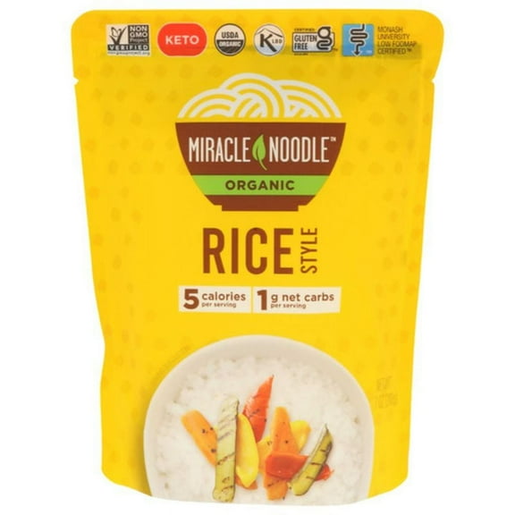 Miracle Noodle One Gram Net Carbs, Gluten free Ready to Eat Organic Rice 7 oz